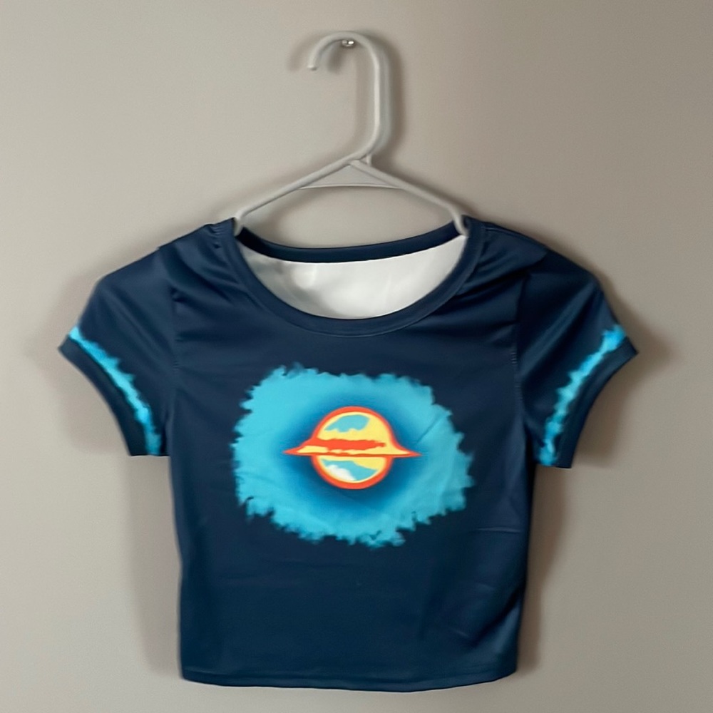 Planet ribbed cropped tee